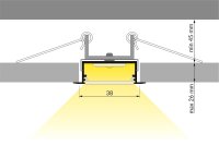 L30 T13 Alu-Einbau-Profil B44xH14xL200cm Lochausschnitt T13xB33,5x200mm weiss incl. matte Abdeckung