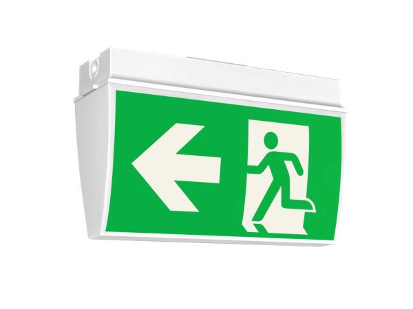 Fluchtwegleuchte EION SECUR2 Notleuchte Sichtbar 2 seitig - Wand und Decken Montage (Modell 325×145x95mm / bis 16 m)