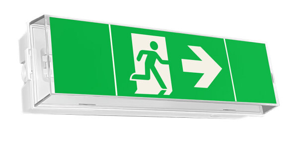 Fluchtwegleuchte EION SECUR3 Notleuchte Sichtbar 1 seitig - Wand Montage (L325×B95xH75mm /sicht bis 16 m)