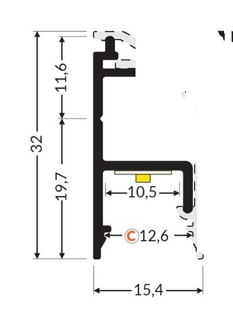 LINAWAY10 200cm 2m Einflammiges Wandprofil Unterprofil zur Wandbefestigung Fußleistenprofil Indirektebeleuchtung incl. matte Abdeckung