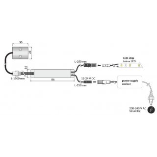 Schalter AUFBAU 12V 15Wmax Berührungslos für Schranktüren und Schubladen EIN/AUS