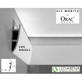 C374 Antonio-L 2m Design Stuck Eckprofil LED-Wandleiste Eckleiste für indirekte Beleuchtung  ORAC DECOR by Ulf Moritz